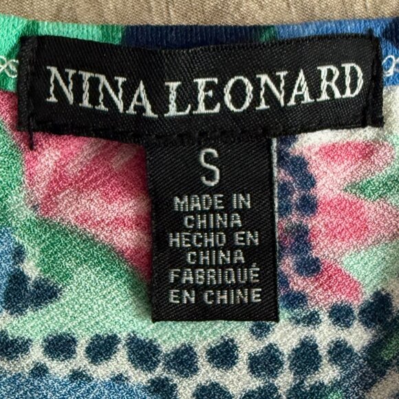 Nina‎ Leonard 3/4 Sleeve Tropical Floral Belted Midi Dress Size S - Picture 12 of 14